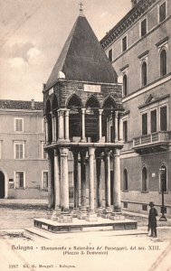 Vintage Postcard 1910s Bologna Monumento Rolandina De Passeggeri Piazza Domenico