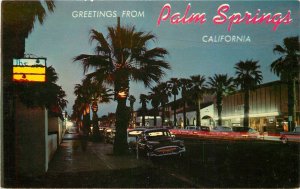 Postcard California Palm Springs Night Neon Desert Teich 1950s 22-12992