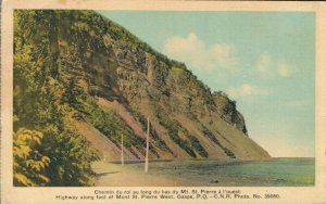 Canada Quebec Highway along foot of Mount St Pierre West Vintage Postcard 07.50