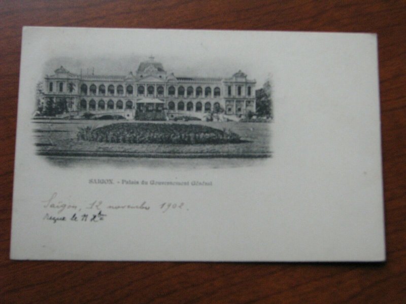 French Indo China Postcard Used UDB 1902 Saigon Government Palace