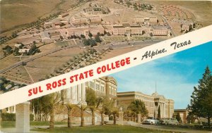 Postcard Texas Alpine Air View Sul Ross College 1950s Dexter Press 23-8307