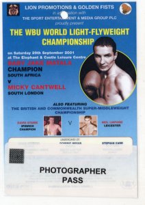 Baby Jake Matala South African Boxing 2001 London Press Pass