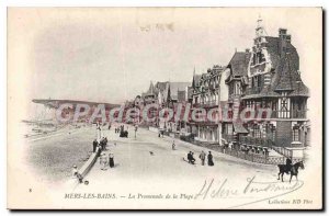 Old Postcard Mers les Bains Beach Promenade