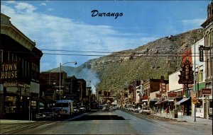 Durango Colorado CO Classic Cars Delivery Truck Street Scene Vintage Postcard