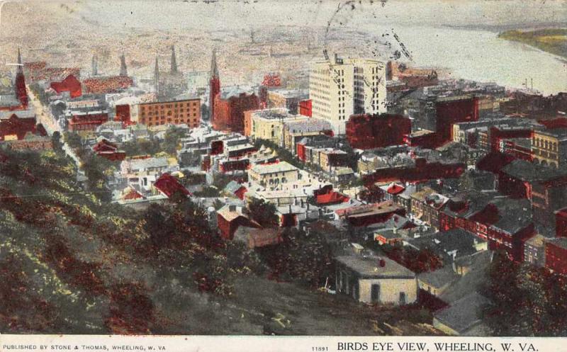 Wheeling West Virginia Birds Eye View Antique Postcard J79103