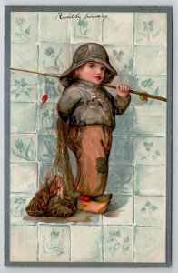 Dutch Fisherman Little Boy With Catch PFB Postcard B45