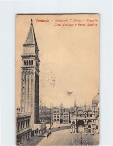 Postcard Loggetta Torre Orologio e fianco Basilica Campaninle S. Marco Italy