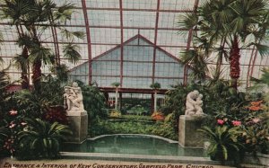 Vintage Postcard 1912 Entrance & Interior Conservatory Garfield Park Chicago IL