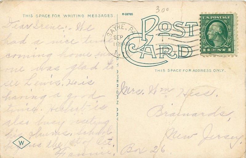 Sayre Pennsylvania~Keystone Park Pavilion~1916 Postcard