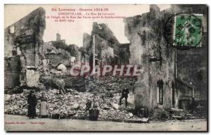 Old Postcard Gerbeviller In Lorraine War Rue de Lorraine and I corner of Brid...