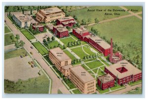 1961 Aerial View University Akron Campus Akron Ohio OH Vintage Antique Postcard 