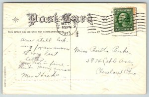 1913  Christmas Greetings  Xmas  Embossed   Postcard