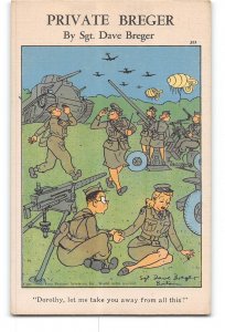 Military Humor Artist Signed Sgt Dave Breger Comic Postcard 1942 Soldiers Women