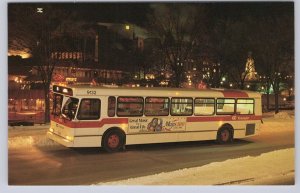 OC Transpo Bus 9132, Rideau Canal, Winter 1992, Ottawa Ontario, Vintage Postcard