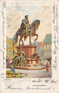 BREMEN GERMANY~DENKMAL KAISER WILHELM d GROSSE~1900 POSTCARD