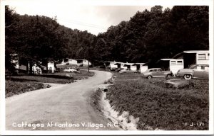 Real Photo Postcard Cottages at Fontana Village in Fontana Dam, North Carolina