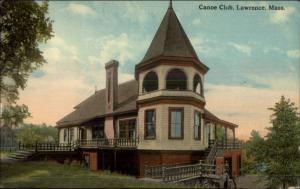 Lawrence MA Canoe Club c1910 Postcard