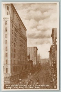 Los Angeles California~Main St Looking North~Real Photo Postcard~RPPC