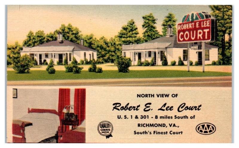 Mid-1900s Robert E. Lee Court, Richmond, VA Postcard