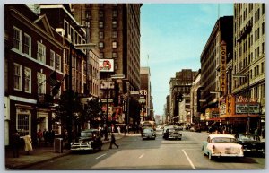 Vtg Cleveland Ohio OH Playhouse Square Euclid Avenue Street View 1950s Postcard