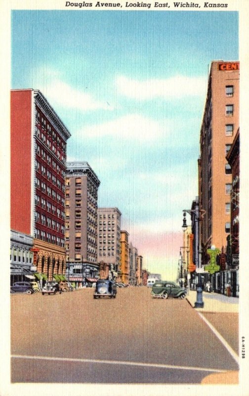 Kansas Wichita Douglas Avenue Looking East Curteich