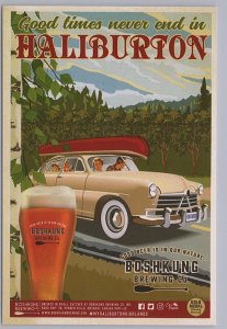 Family Vacation, 1950 Hudson, Canoe, Haliburton ON, Boshkung Brewing Co Postcard