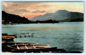 STIRLING, Scotland ~ Boats on LOCH LOMOND & BEN LOMOND Mountain c1910s Postcard