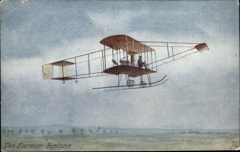 Tuck Pioneer Aviation Famous Aeroplane Farman Biplane c1910 Vintage Postcard