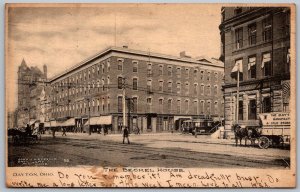 Dayton Ohio 1907 Postcard The Beckel House Streetcar Cold Storage Wagon