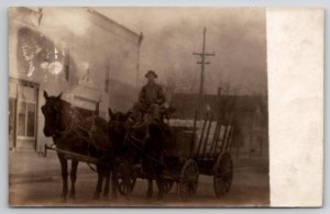 RPPC Man In Horse Drawn Wagon of Sacks Wilson Family Sparta IL  Postcard T21