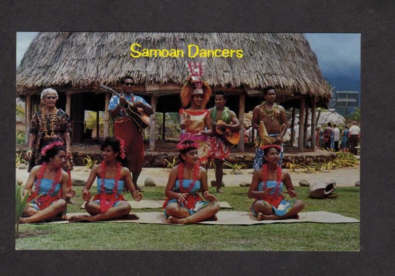 HI Hawaii Postcard Samoan Dancers Polynesian Laie Cultural Center Oahu