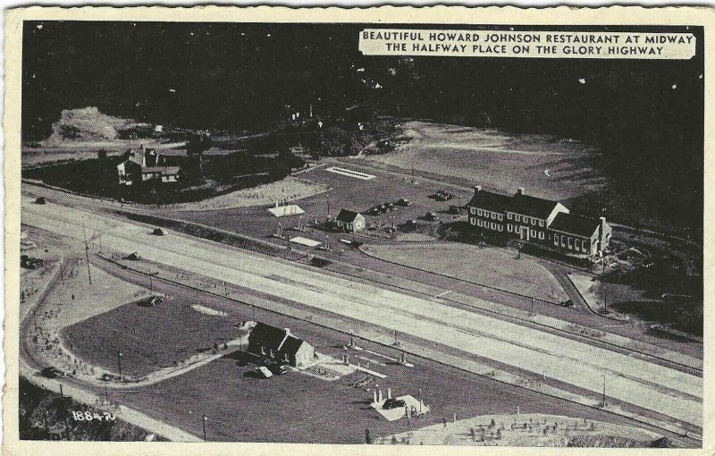 Vintage postcard of Howard Johnson's Restaurant on the Pennsylvania Turnpike