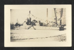 RPPC VINTAGE US NAVY WARSHIP MILITARY SHIP BOAT QUEBEC REAL PHOTO POSTCARD