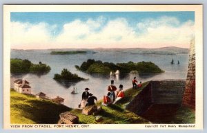 View From Citadel, Fort Henry, Kingston, Ontario, Vintage Linen CLC Postcard