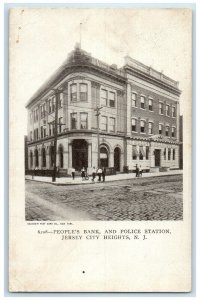 1909 People's Bank Police Station Street Jersey City Heights New Jersey Postcard