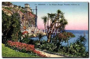 Menton - The Red Rock Frontiere Italian - Old Postcard