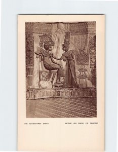 Postcard Scene On Back Of Throne Tutankhamen Egypt