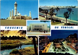 VINTAGE CONTINENTAL SIZE POSTCARD MULTIPLE VIEWS OF THE REPUBLIC OF SENEGAL 1981