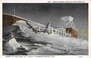 Summit House Pikes Peak Incline Railroad Snow New Year postcard