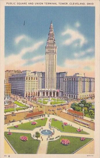 Ohio Cleveland Public Square And union Terminal Tower 1940