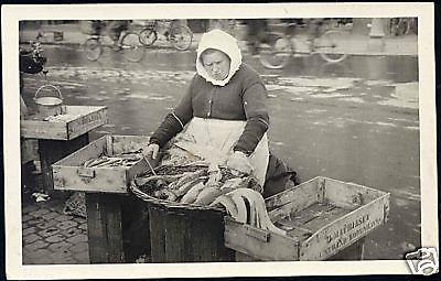 Scandinavian Fish Market Woman Seller Costumes 30s RPPC