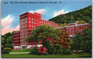 Roanoke Virginia VA, New Roanoke Memorial Hospital, Grounds, Trees, Postcard