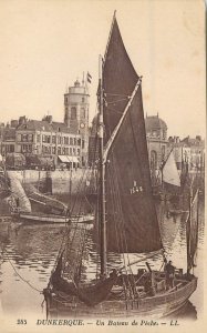 Navigation & sailing themed vintage postcard Dunkerque fishing sailship tower