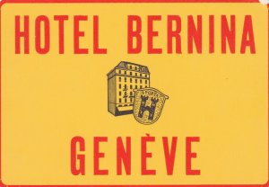 Switzerland Geneve Hotel Bernina Vintage Luggage Label sk2536