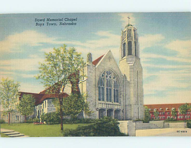 Unused Linen CHURCH SCENE Boys Town Nebraska NE L4818