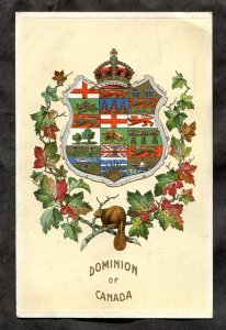 dc400 - DOMINION OF CANADA c1908-10 Patriotic. Beaver Maple Leaves. Embossed