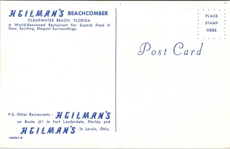Postcard Hellman's Beachcomber Restaurant in Clearwater, Florida
