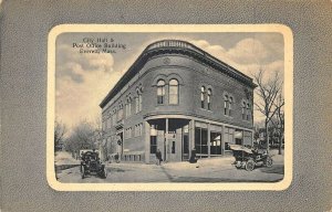 Everett MA City Hall & Post Office Building Old Cars Postcard