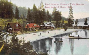 Summer Homes Twin Beaches Lake Coeur d'Alene Idaho 1915 postcard