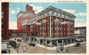 Vintage Postcard Post Tavern Low-Rise building Battle Creek Michigan Harry Hamm